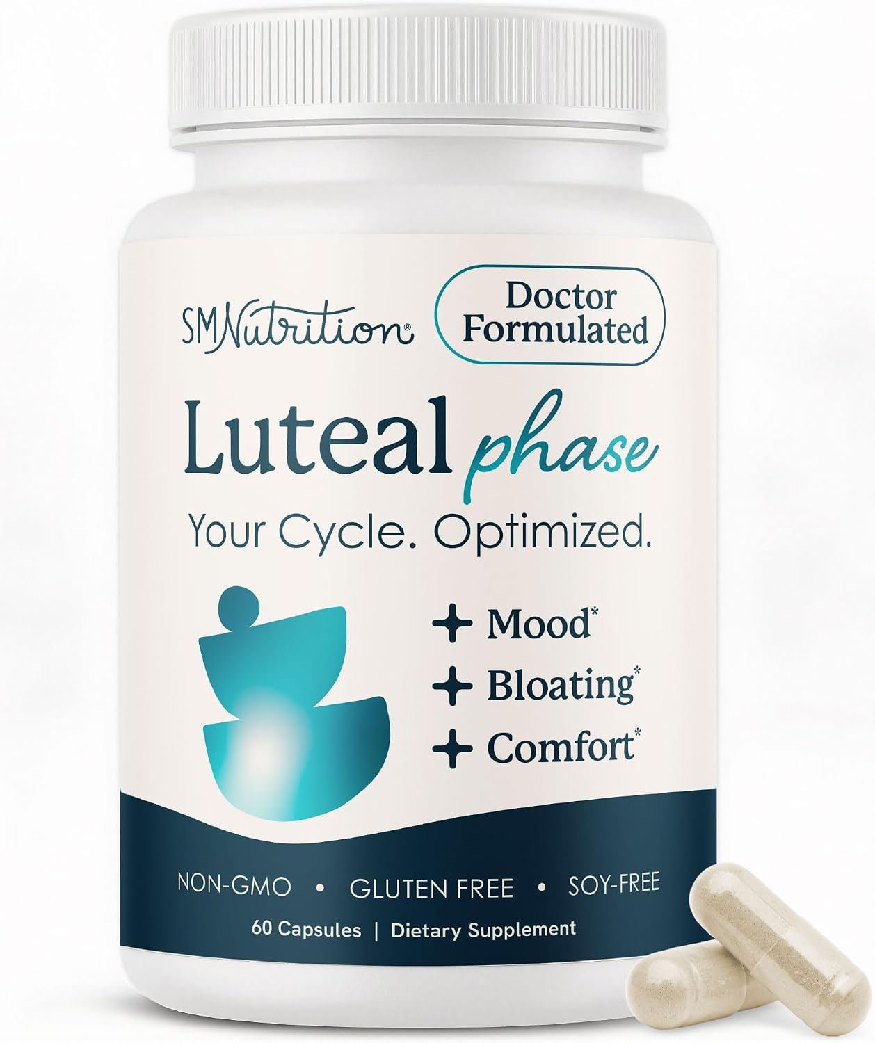Luteal Phase Support Supplement, Bloating, Mood & Hormone Balance Support | Menstrual Regularity & PMS Support with Chasteberry DIM & More, Hormone Harmony for Women, Doctor-Formulated, 60 Capsules