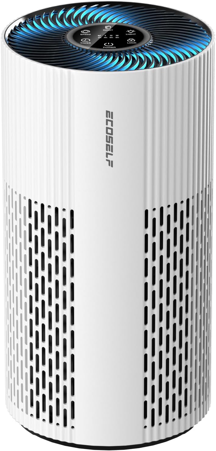 Air Purifiers for Home Large Room Up to 1500 Ft² with True HEPA Filter, 20dB Sleep Mode, 360° Air Intake & Outlet, Air Cleaner for Bedroom Pets Dander, Smoke, Dust, Odors, HAP604, Bright White