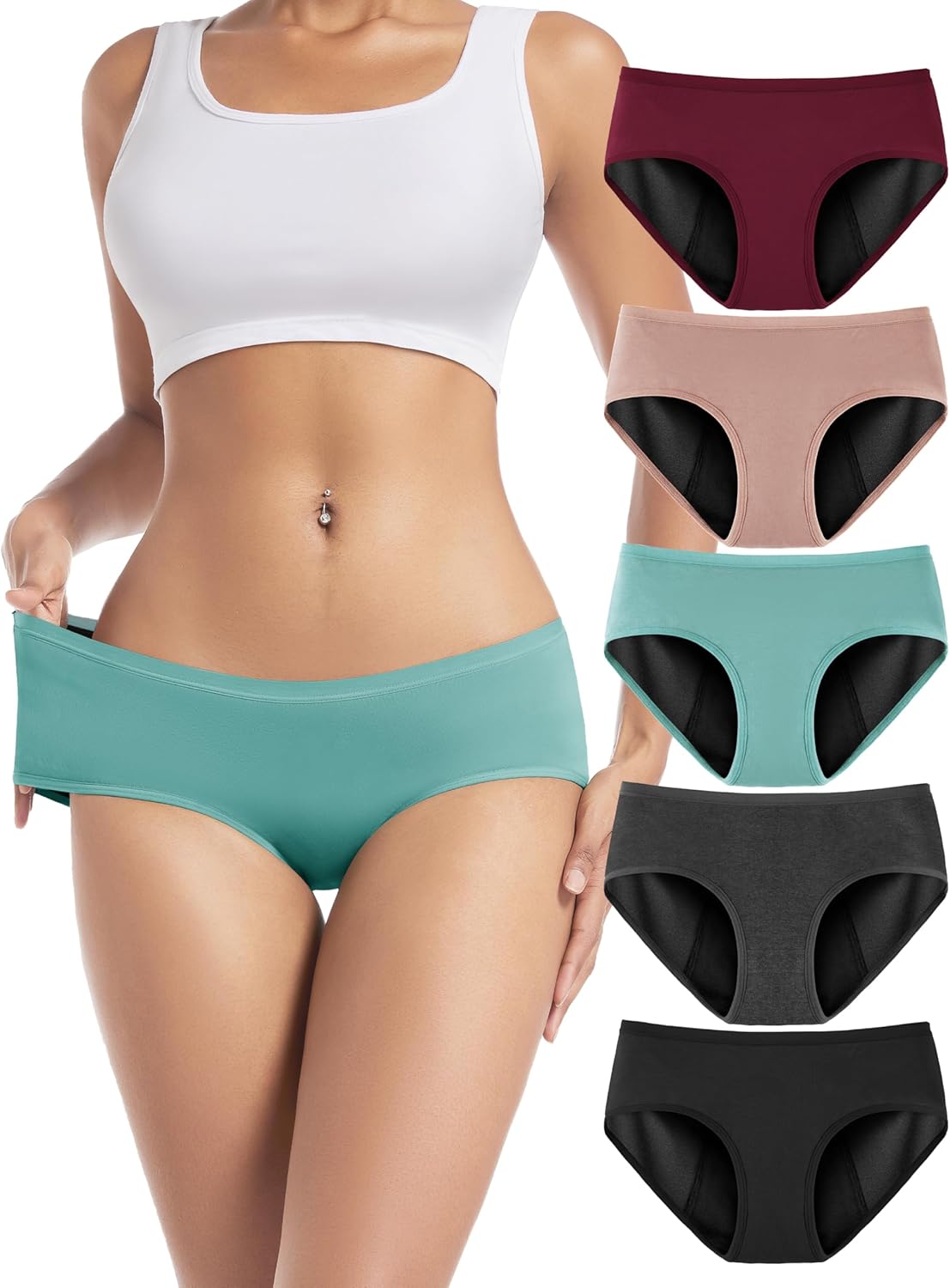 TIICHOO Period Underwear for Women Heavy Flow Leakproof Menstrual Panties | 50 ml Absorbency – 4-Layer Leak Protection – Front-to-Back Coverage – Soft Rayon & PFAS-Free – Overnight & Light Incontinence