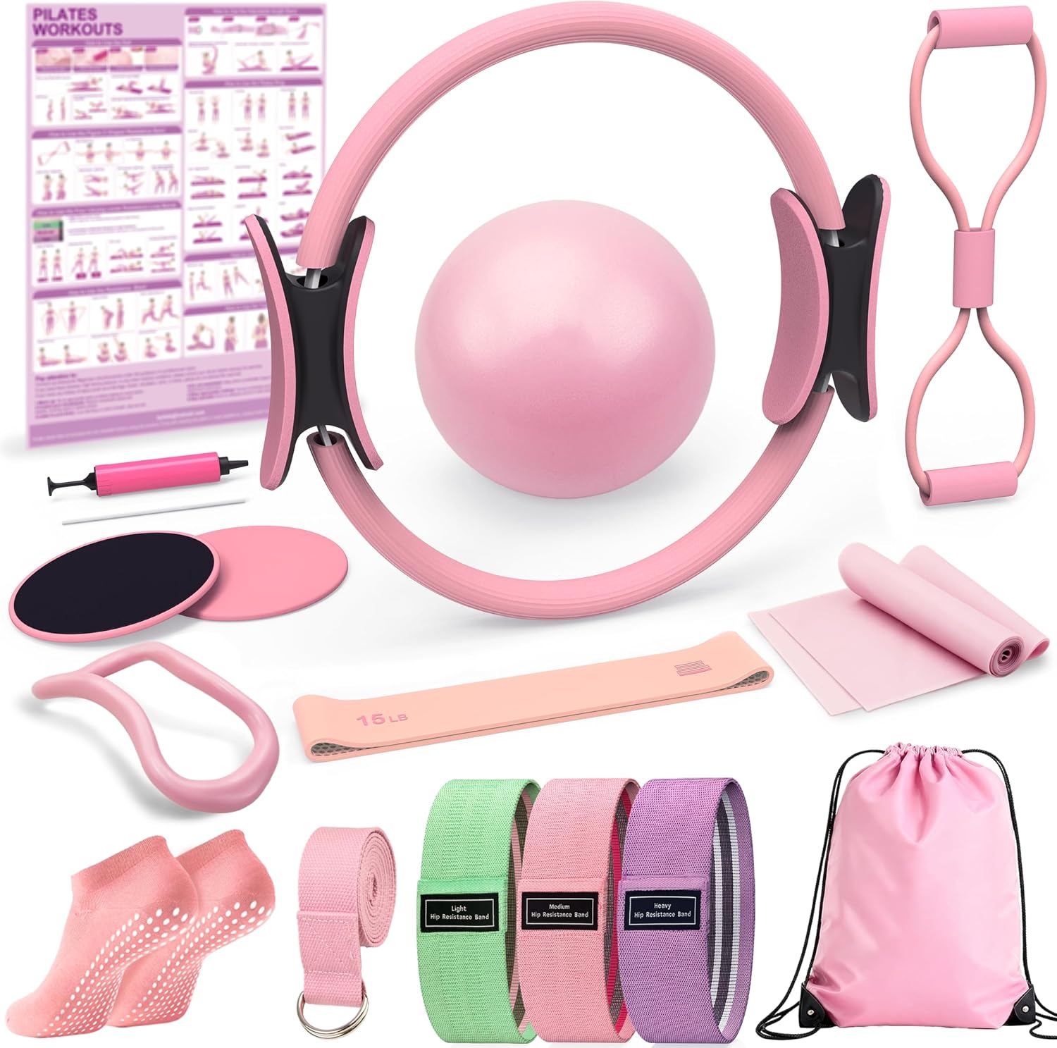Pilates Kit, Pilates Equipment Ring and Ball Set, Home Pilates Workout Kit, Pilates Essentials Kit for Women, Pilates Set, Pilates Starter Kit for Women at Gym Studio Travel