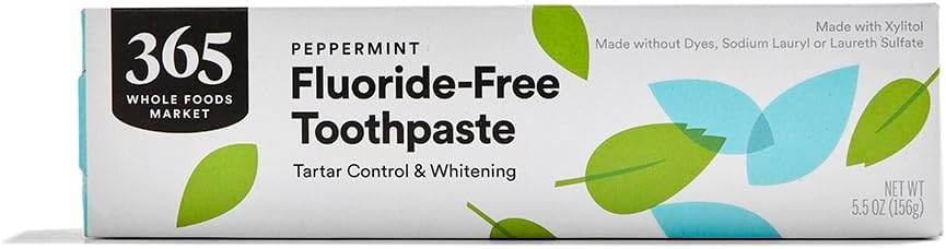 365 by Whole Foods Market, Fluoride-Free Toothpaste, Tartar Control & Whitening, Peppermint Flavor, 5.5 Ounce