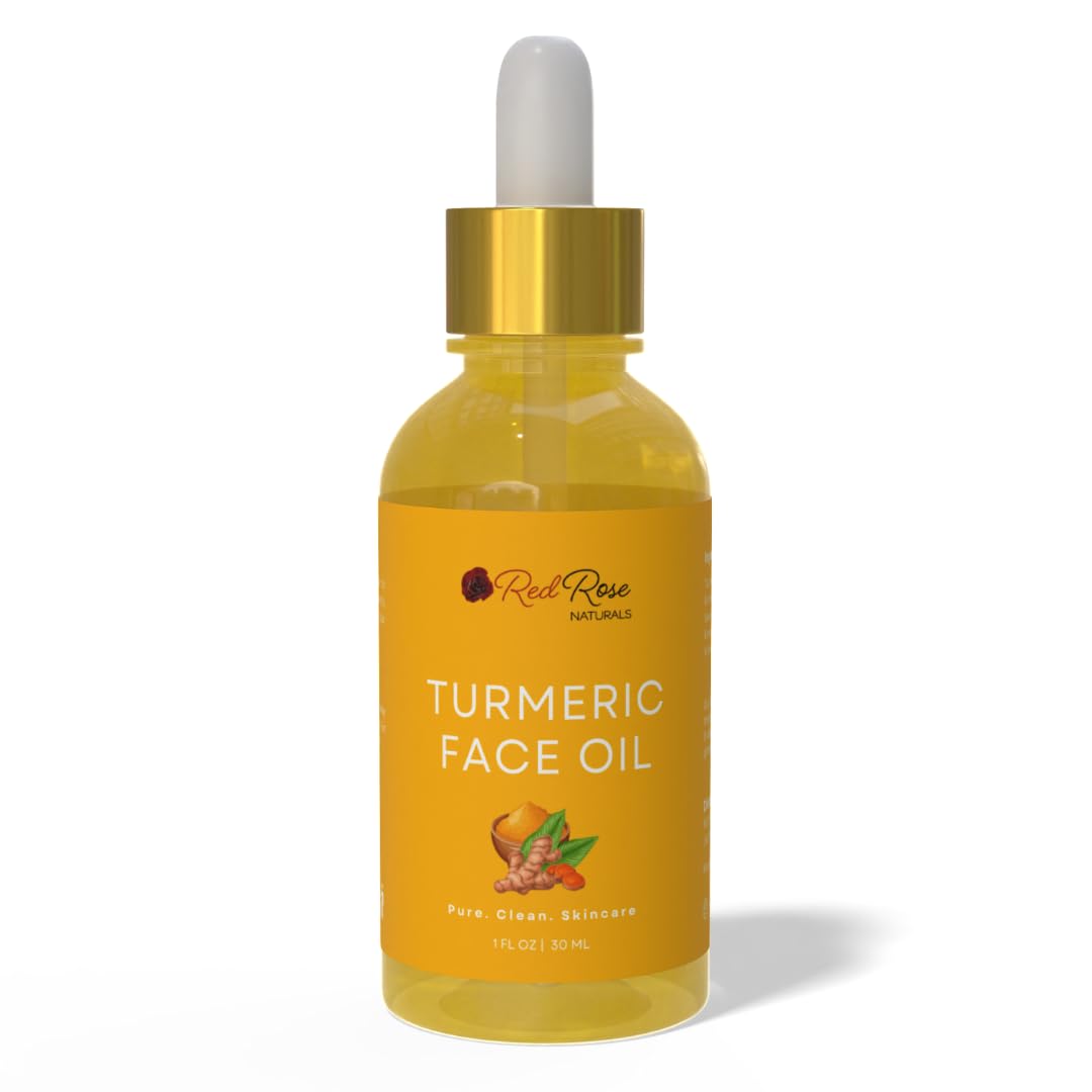 Red Rose Naturals Turmeric Face Oil – Facial Serum & Moisturizer with Vitamin C for Women & Men, Hydrates & Revitalizes Dull Skin – All Skin Types – Made with Turmeric Essential Oil- 1 oz.