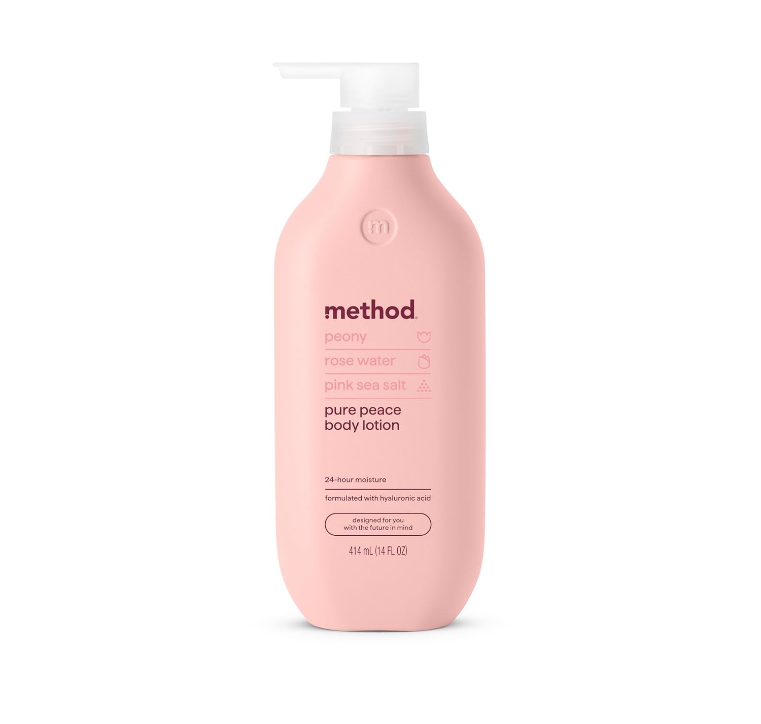 method Body Lotion, Pure Peace, 24hr Moisture, 14 fl oz | Delivers 24 Hour Moisture, Formulated With Hyaluronic Acid and Shea Butter, Notes of Peonies, Rose Water & Pink Sea Salt