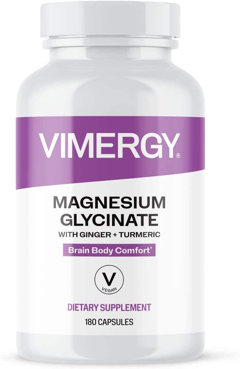 VIMERGY Magnesium Glycinate Supplement, Vegan, 180 Capsules, 90 Servings