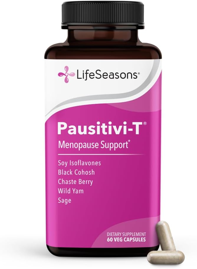 Pausitivi-T – Menopause Support Supplement – Powerful Relief for Hot Flashes, Hormone Imbalance & Night Sweats – Nourishes Tissue – Sage, Chasteberry, Soy Isoflavones & Black Cohosh – 60 Capsules