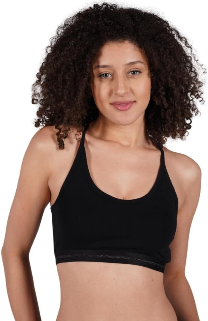 ORGANICKID Womens Organic Cotton Soft String Crop Top Bralette GOTS Certified Sports Bra