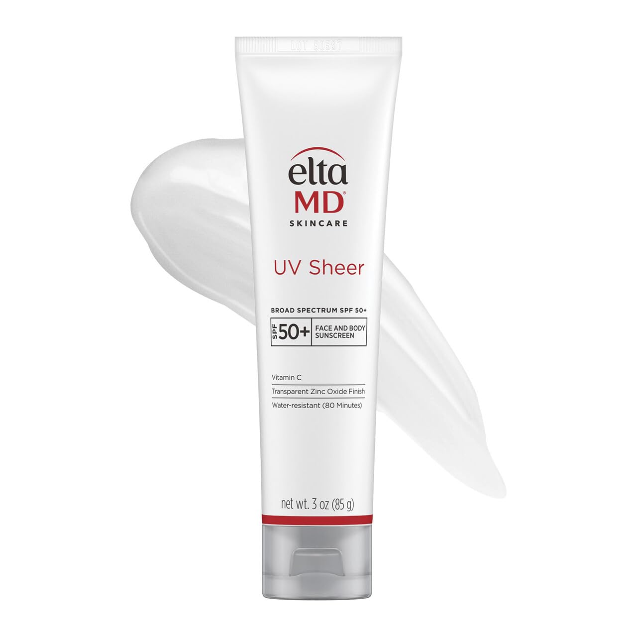 EltaMD UV Sheer Face and Body Sunscreen with Zinc Oxide, SPF 50+, 3 oz