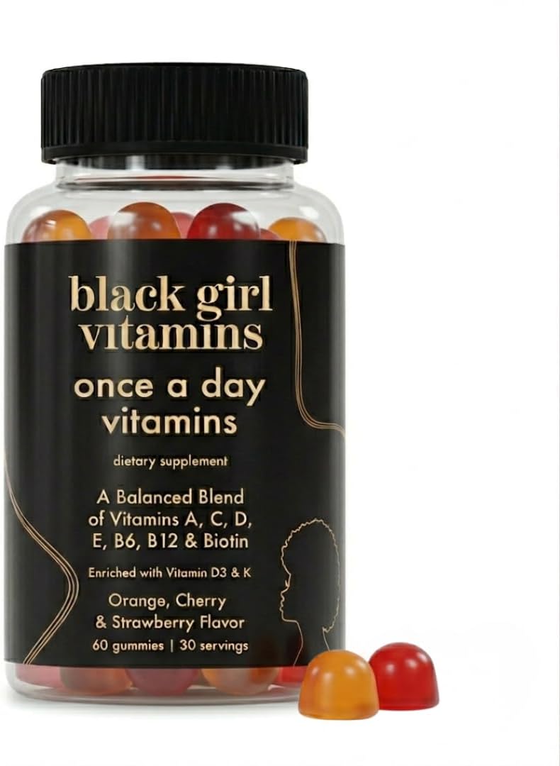 Black Girl Vitamins Once a Day – Womens Multivitamin Gummy – Vitamin A, B, C, E and Zinc. Multivitamin for Women, Immune Support. Vegan, Gluten-Free. Made in The USA (30 Day Supply, Strawberry)