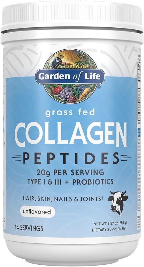 Garden of Life Grass Fed Collagen Powder, Unflavored, 14 Servings | For Hair Skin Nails Joints, Hydrolyzed Collagen Protein Supplements, Collagen for Women & Men, Peptides