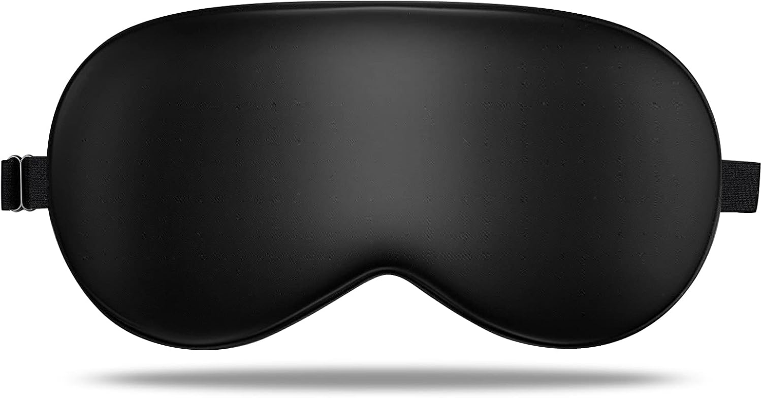 LULUSILK Mulberry Silk Sleep Eye Mask, Blindfold for Women and Men, Black