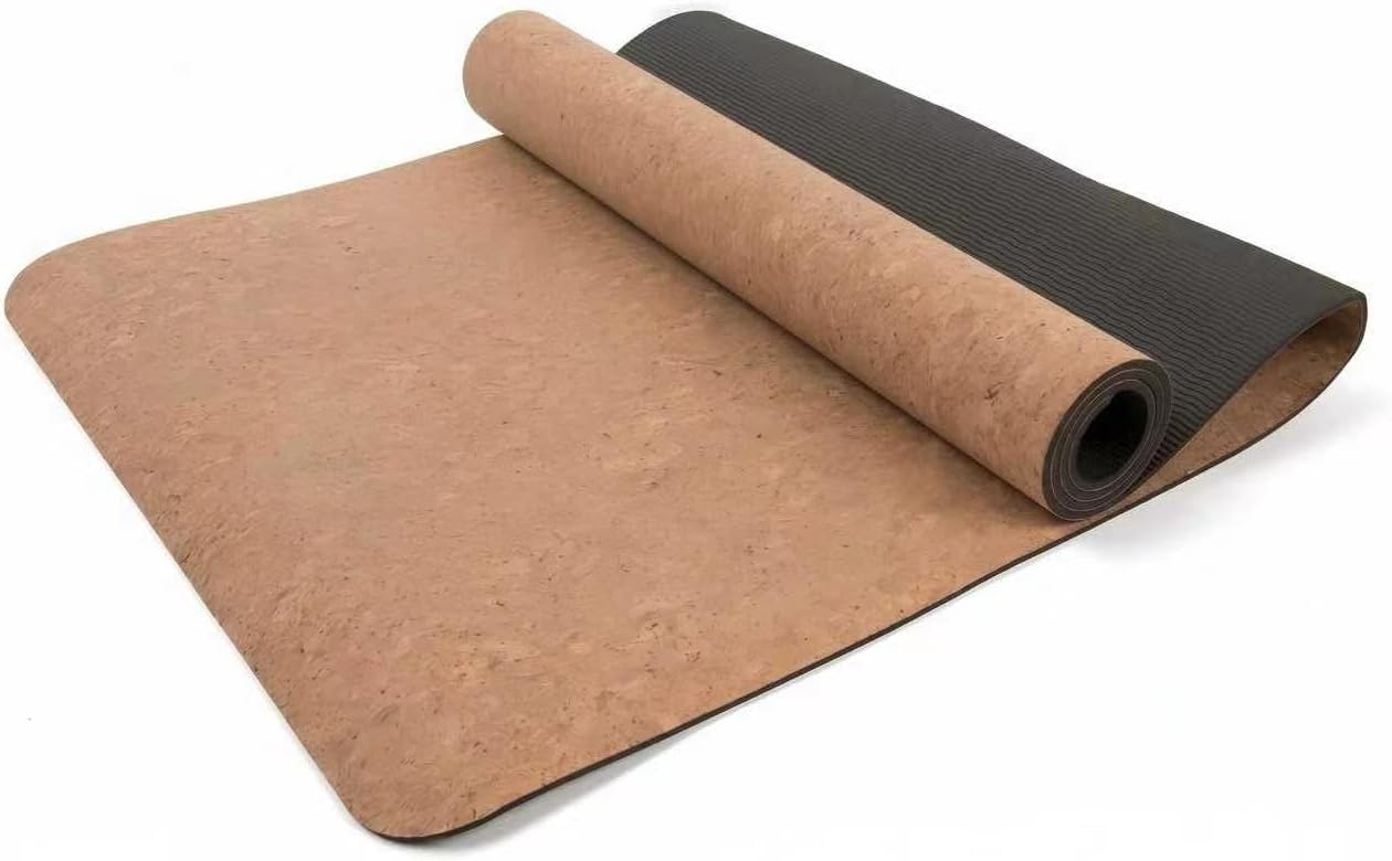 Cork Yoga Mat 6mm Extra Thick Cushioning High Density Natural Rubber Exercise Pad 72 x 24 Inch for Home Gym