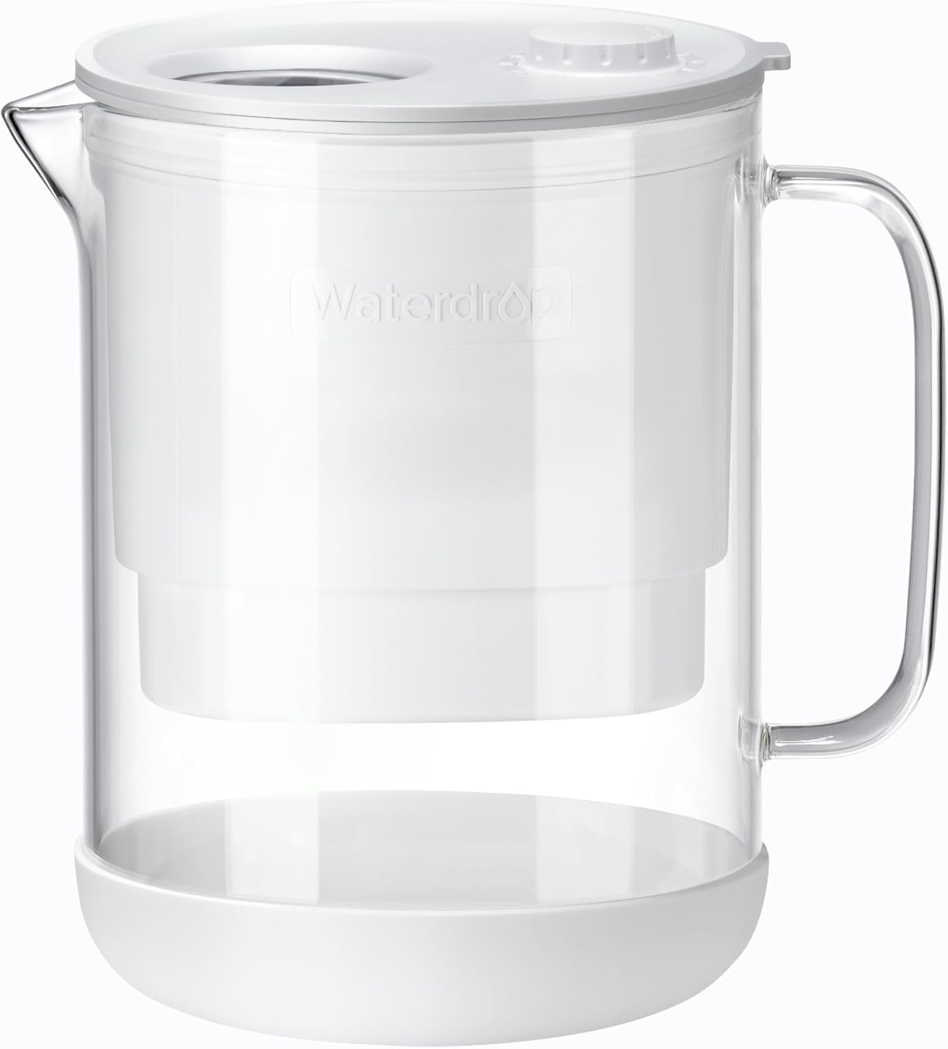 Waterdrop PT-72W Glass Water Filter Pitcher, 7-Cup, Eco-Friendly, White