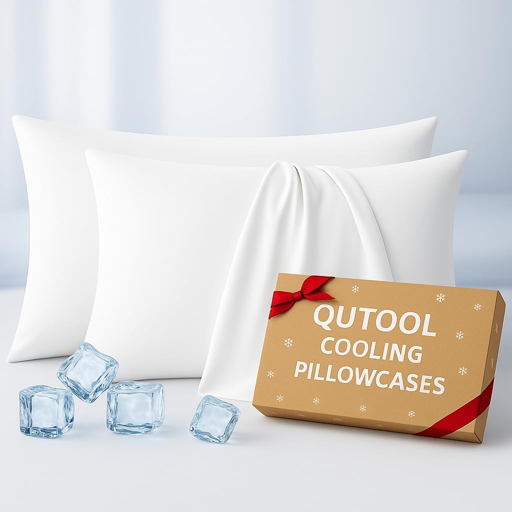 Luxury Cooling Pillowcases Queen Size 2 Pack, Q-Max>0.4 Cool Touch for Hot Sleepers&Night Sweats Beauty Sleep Anti-Frizz, Softer Than Silk Pillowcover Oeko-TEX Certified White