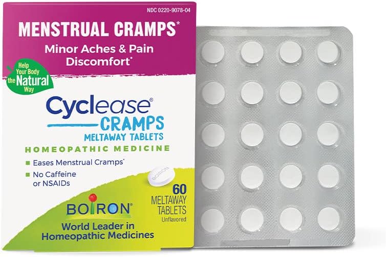 Boiron Cyclease Cramps Tablets for Relief from Menstrual Cramps, Aches, Pain, and Discomfort – 60 Count