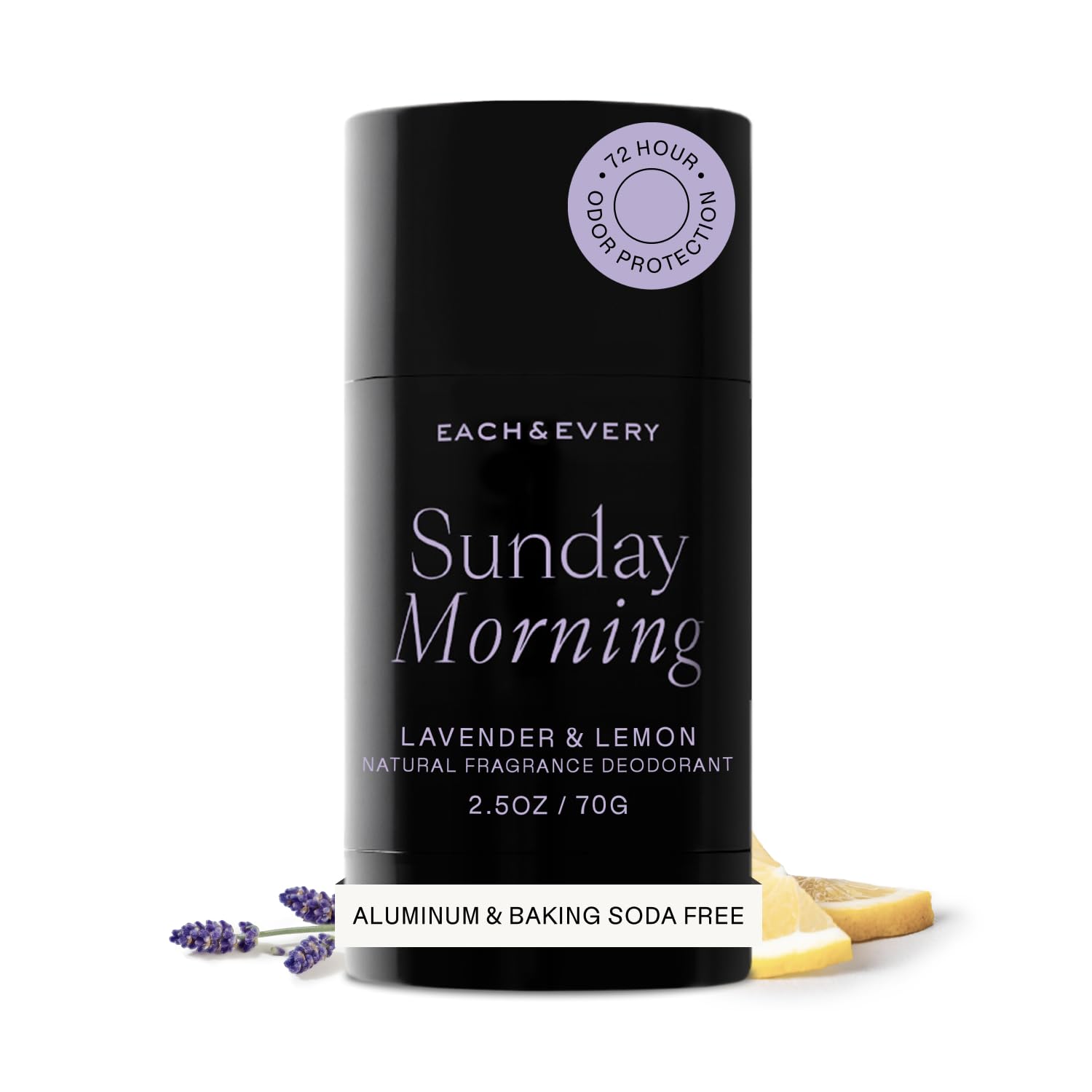 Each & Every Aluminum Free Deodorant for Women & Men – All Natural Deodorant for Sensitive Skin, EWG Verified – Clean, Baking Soda-Free, Plant-Based Fragrance, Lavender, 2.5oz | Lavender & Lemon, Aluminum-Free Deodorant for Women & Men with 72-Hour Odor Protection, Baking Soda-Free Deodorant