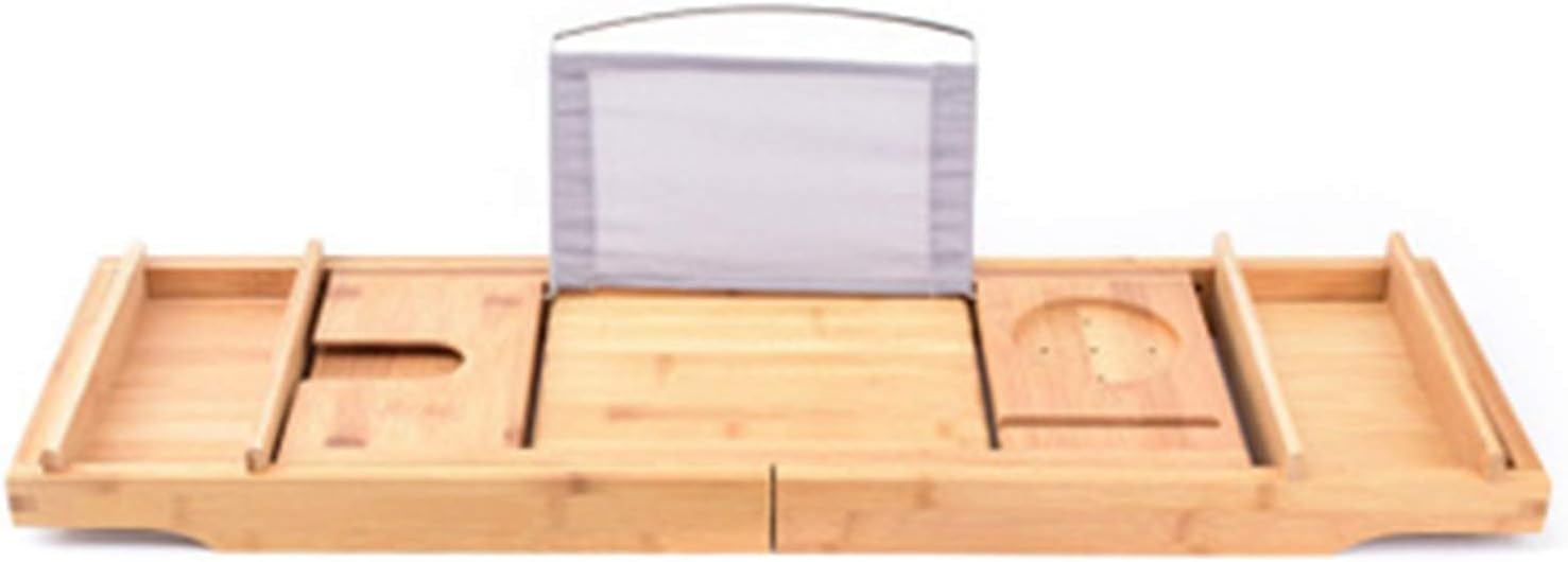 Bath Caddy Tray Bamboo Bathtub Tray Caddy Expandable with Wine Glass Holder and Book Stand