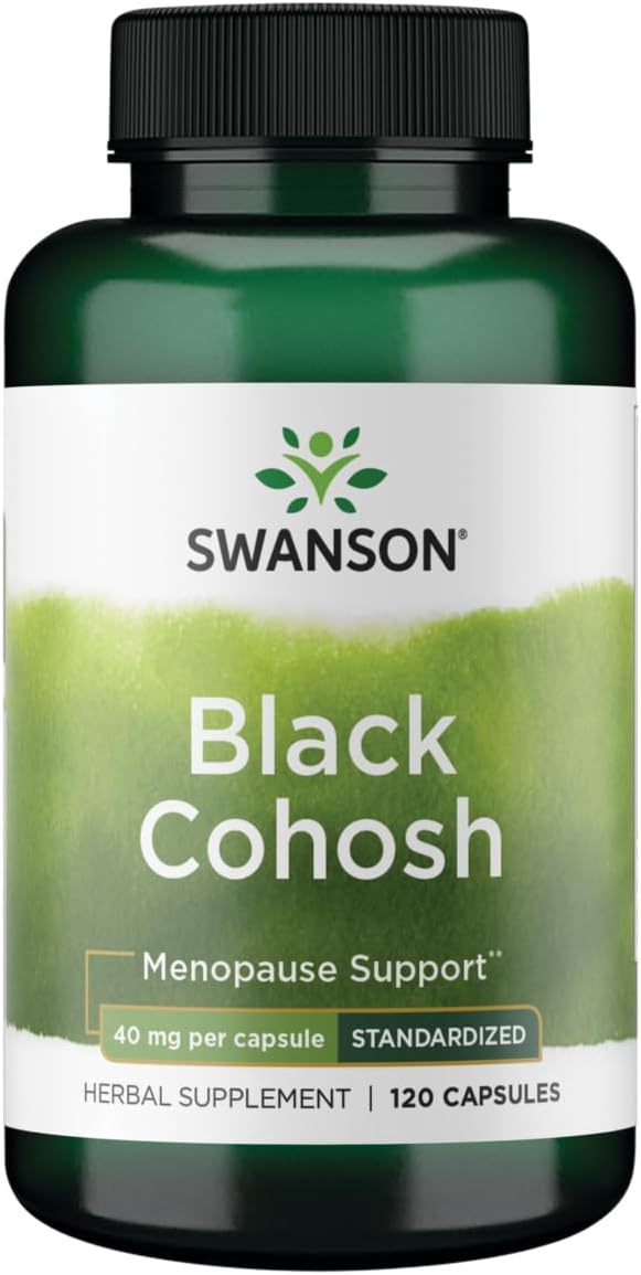 Swanson Black Cohosh Standardized 20 mg, 120 Capsules | Promotes Hormonal Balance and Eases the Transition into Menopause, Standardized to Minimum Triterpene Glycosides