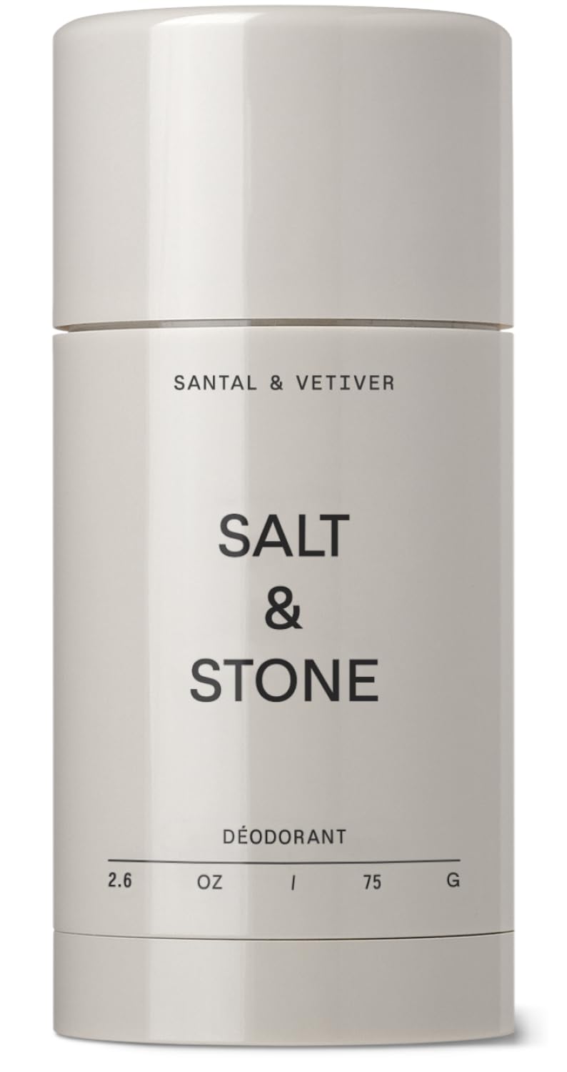 Salt & Stone Aluminum-Free Deodorant, Women & Men Santal & Vetiver 2.6 oz | Extra Strength 48 Hour Protection, Gender Neutral Scent, Made with Niacinamide, Spirulina, Magnesium & Antioxidants