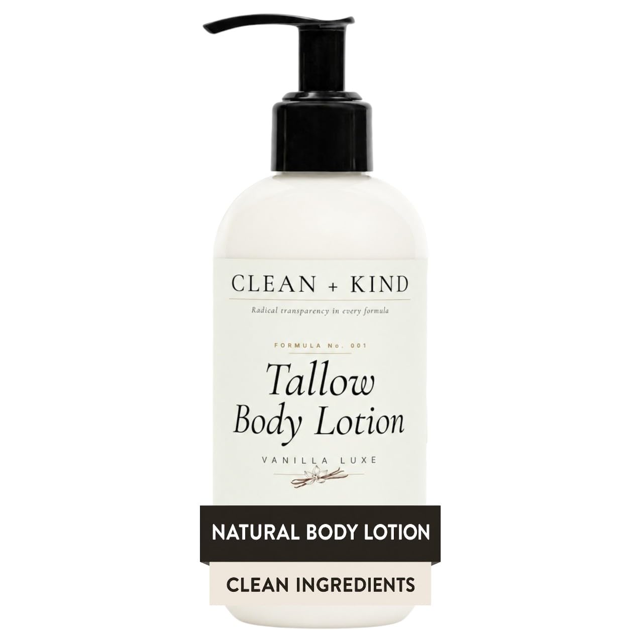 Vanilla Tallow Body Lotion, Non-Toxic for Dry Skin 8 oz | Grass-Fed Beef Tallow, Body Lotion for Women & Men, Organic Shea, Coconut MCT, Hyaluronic Acid, Vanilla, Sensitive Skin