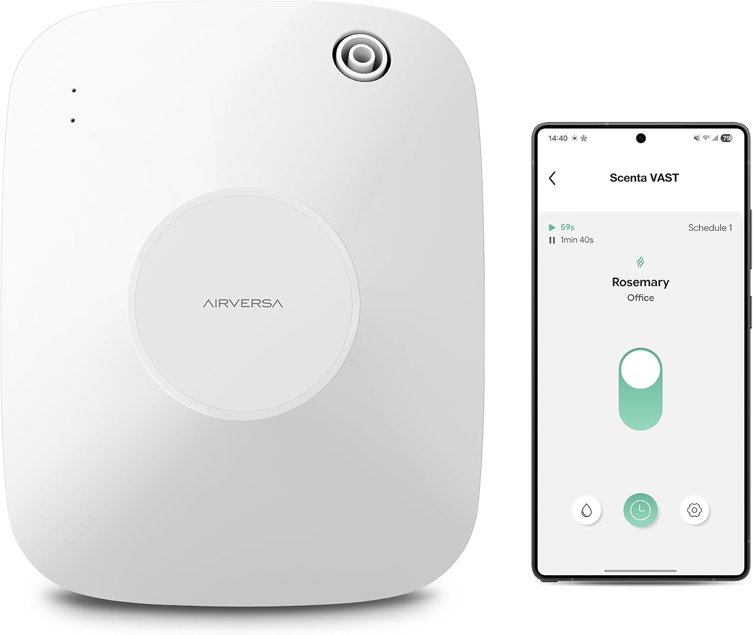 Airversa ANA Smart Waterless Essential Oil Diffuser for Large Room, White | Up to 2000 sq ft, App Control, Cold Air, 400mL, DC-12V/1A Plug in Wall, Smart Scent Air Machine, for Home & Commercial Spaces