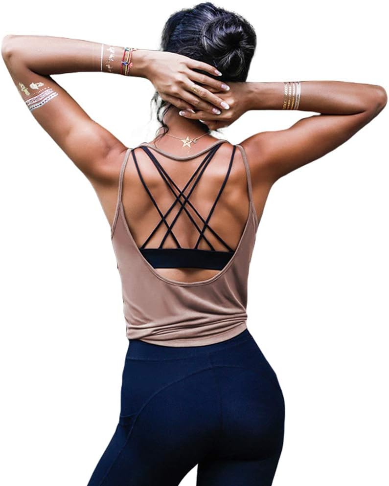 OYANUS Womens Summer Workout Tops Backless Yoga Shirts Open Back Tank Tops