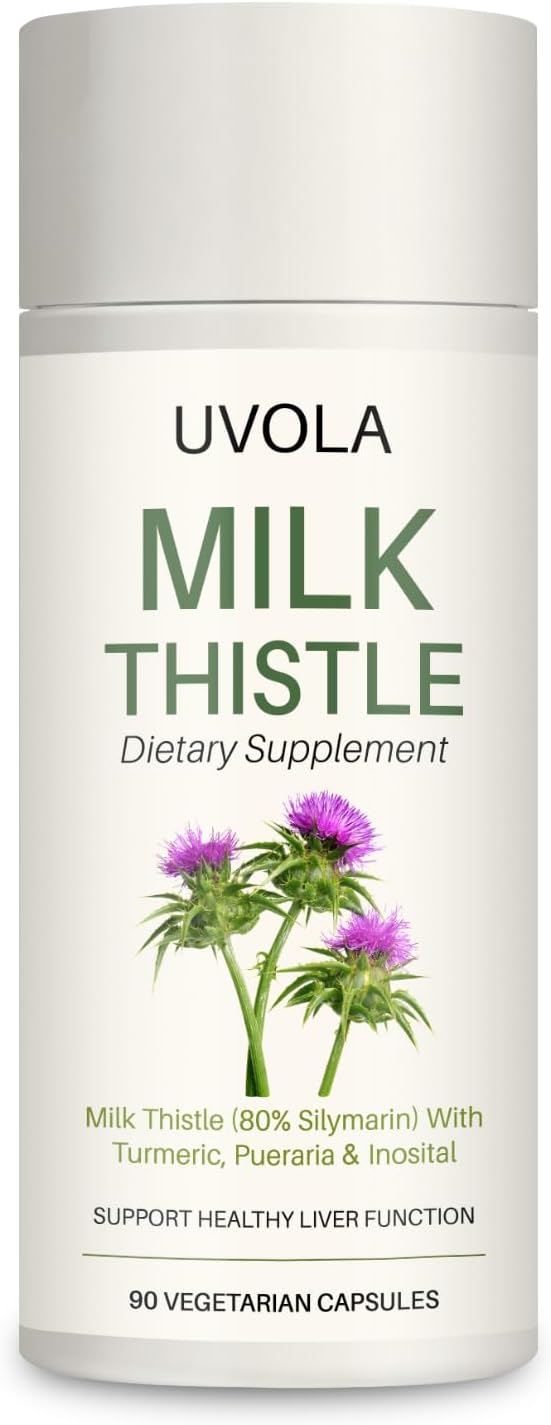 Milk Thistle Liver Support Supplement, 80% Silymarin Formula for Natural Detox Support & Healthy Digestion, 300mg, 90 Capsules