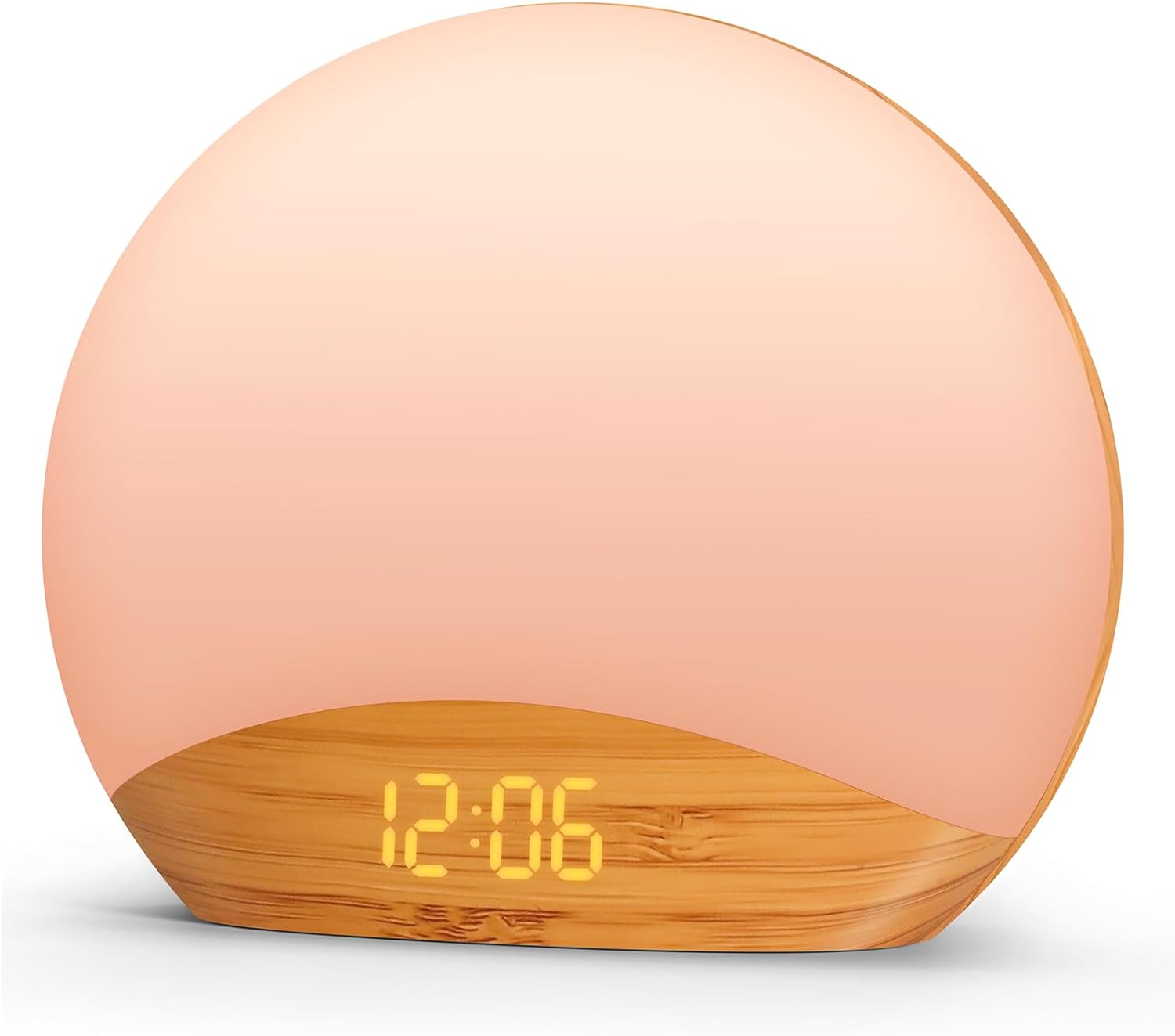 REACHER Wood Grain Sunrise Alarm Clock and Sound Machine Nightlight