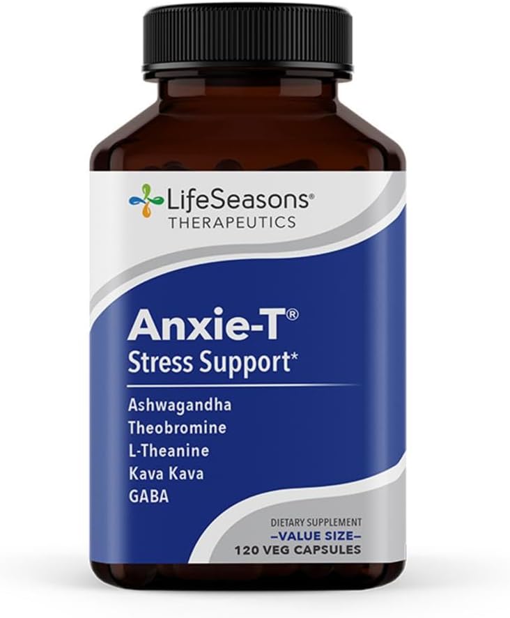 Anxie-T – Stress Relief Supplement – Supports Mood & Mental Focus – Feel Calm and Relaxed – Eases Tension & Nervousness – Ashwagandha, Kava Kava, GABA & L-Theanine – 120 Capsules