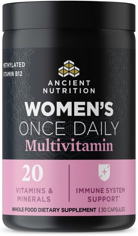 Ancient Nutrition Methylated Multivitamin for Women, Once Daily | Methlyated Vitamin B, C, K2, Magnesium, Folate & Iron, Supports Bone Health, 30 count