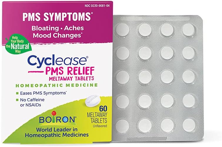 Boiron Cyclease PMS Relief Tablets for Symptoms from PMS of Bloating, Aches, Mood Swings, and Irritability – 60 Count | For Symptoms from PMS of Bloating, Aches, Mood Swings, and Irritability. Size: 60 Count.