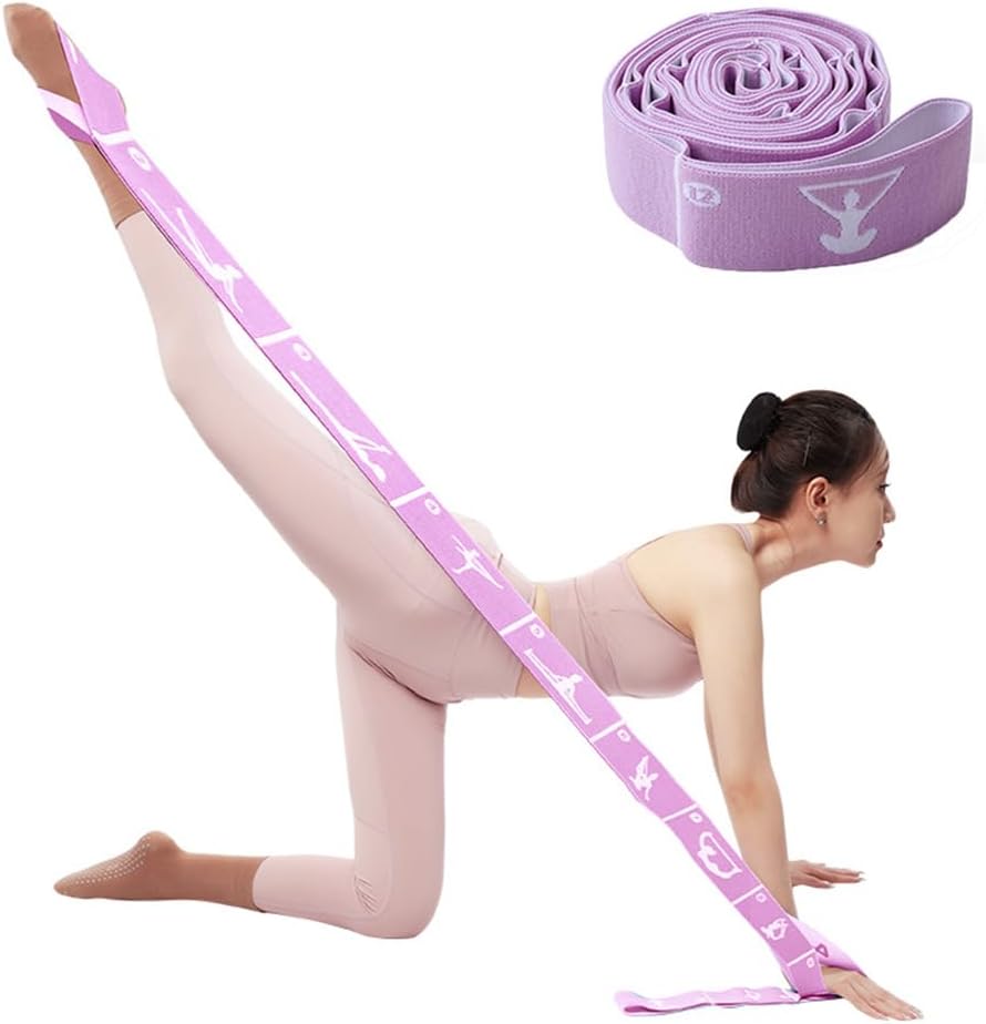 12 Loop Resistance Stretch Band, Numbered Flexibility Strap for Exercise, Physical Therapy, Yoga, Pilates, Dance, Gymnastics and Rehab Training, Adjustable Stretching for Splits, Ballet,Home Workouts