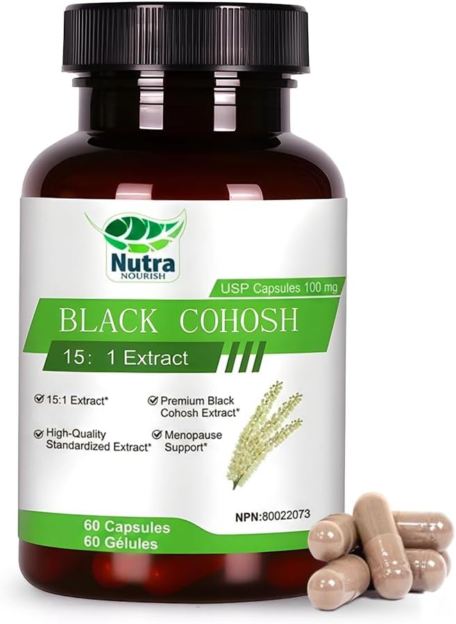 Black Cohosh Capsules,3000mg Strength,Black Cohosh Supplements for Women Menopause Hot Flashes,Non-GMO,60 Vegetarian Capsules