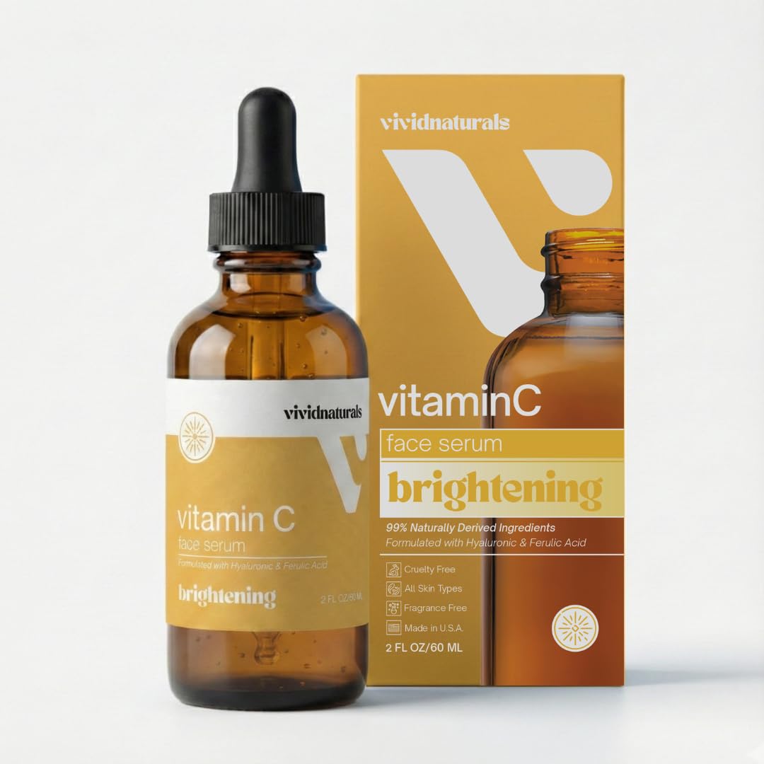 Vitamin C Serum For Face With Hyaluronic and Ferulic Acid 60ml Made In USA – Lightweight Non-Sticky Vit C Serum Face for Hydrating Brighter Smooth Fresh Skin Glow Fast Absorbing