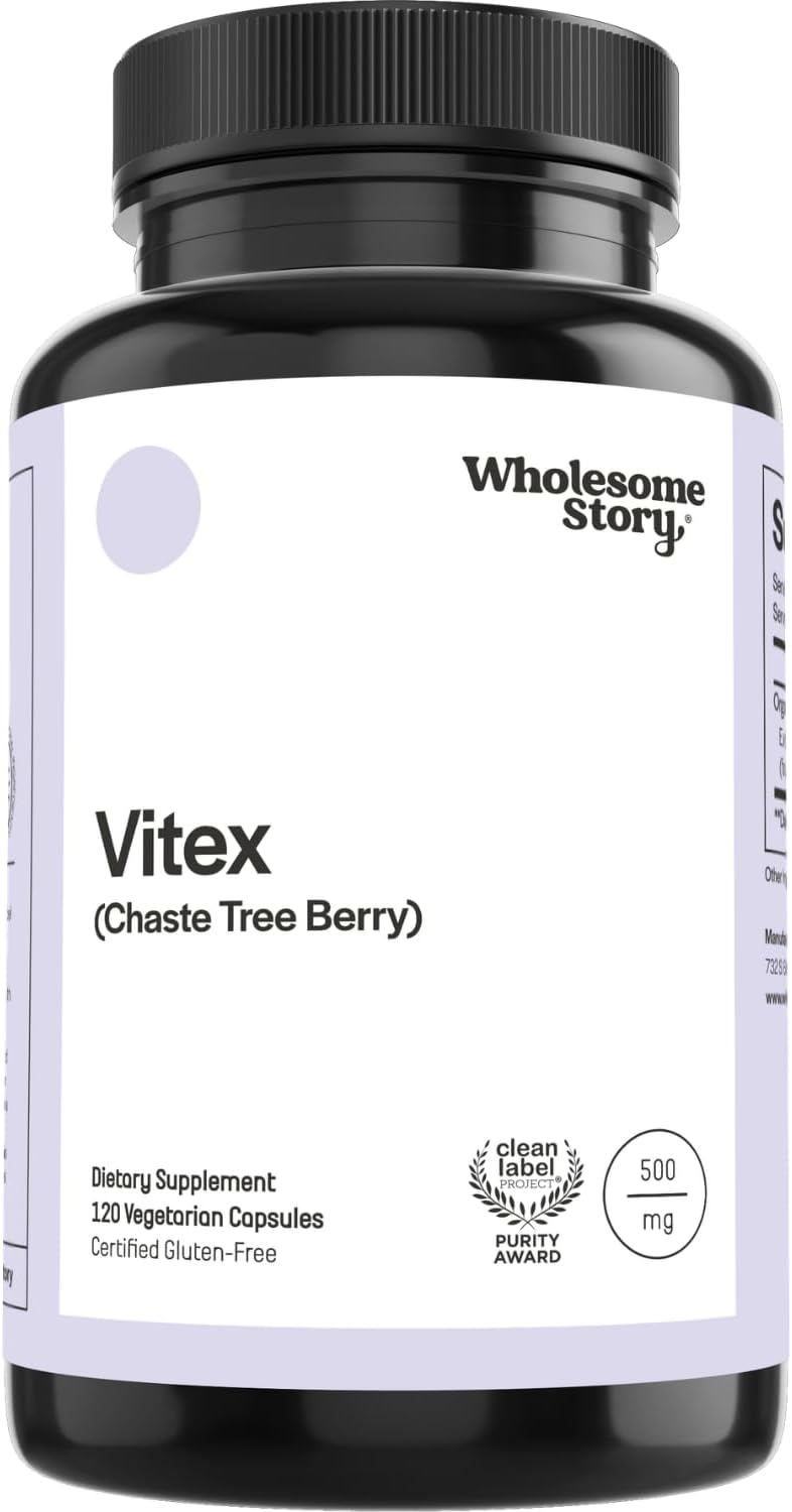 Wholesome Story Vitex Chasteberry Supplement for Women | Hormone Balance, Fertility Support & Period Regulation | Vitex Berry Agnus Castus Extract | 120 Capsules | Chaste Tree Berry