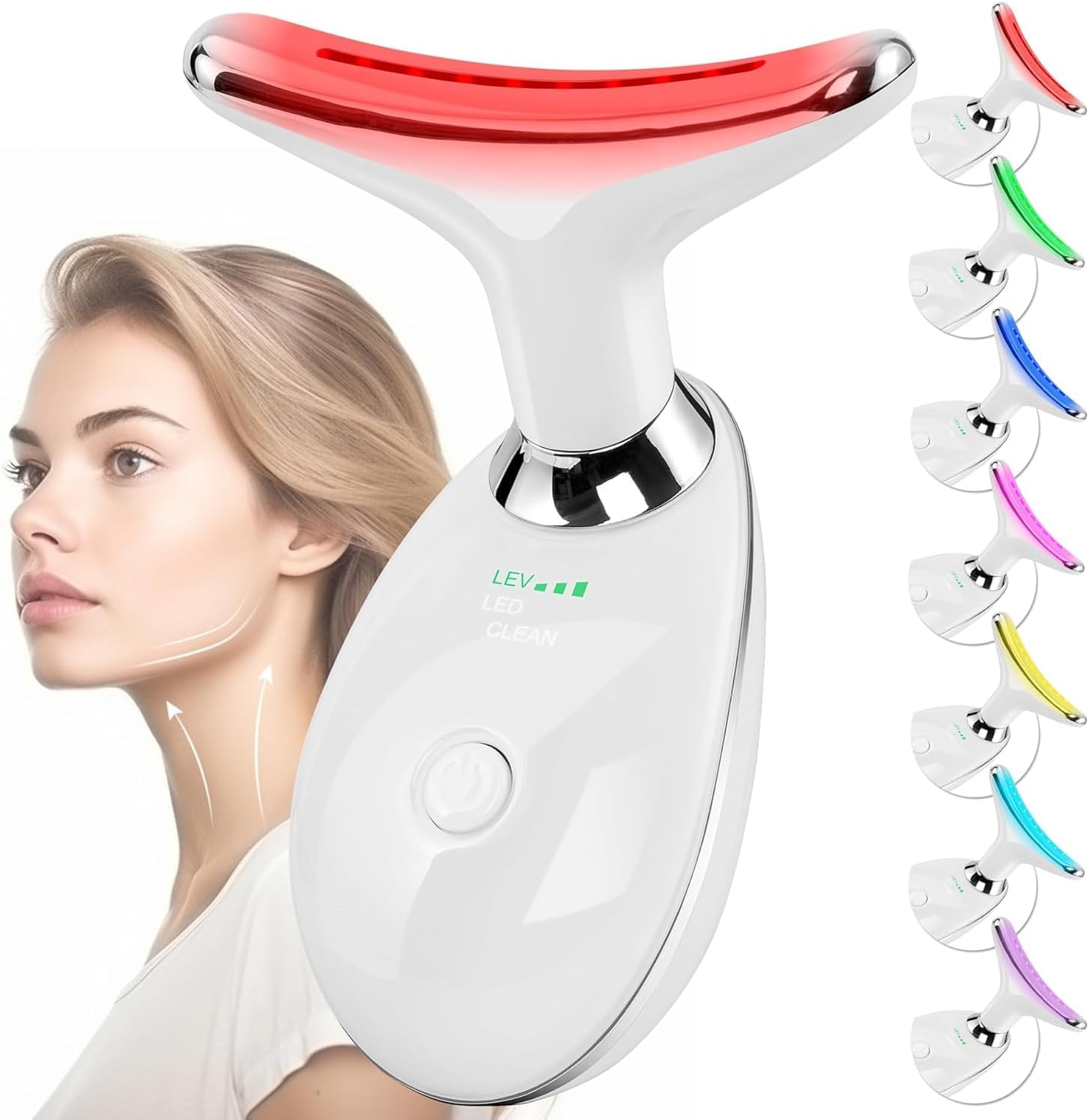 Facial Massager Face and Neck, Face 𝖲 culpting Wand Tool with 7 Color – Birthday, Christmas, Mothers Day, Valentines Day Gifts for Her Women Mom Best Friend Wife Teacher (White)