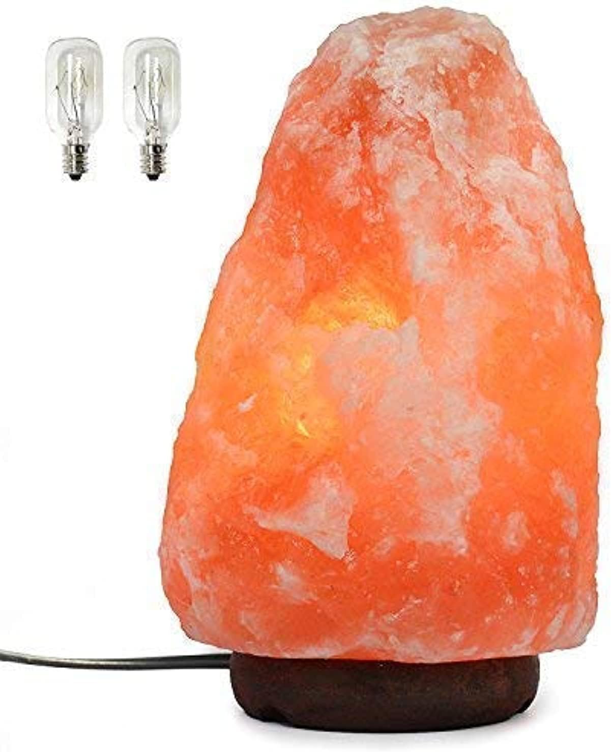 7 Inch Himalayan Salt Lamp with Dimmer Cord – Night Light Natural Crystal Rock Classic Wood Base Authentic from Pakistan