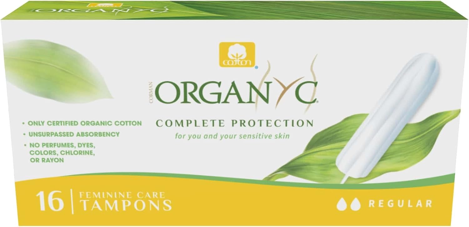 Organyc – 100% Certified Organic Cotton Tampons – No Applicator, Free from Chlorine, Perfumes, Rayon, and Chemicals – Normal, Regular, 16 Count (Pack of 1) (R00992)