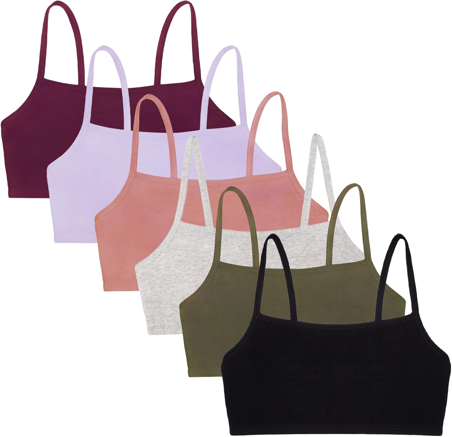 Fruit of the Loom Women’s Spaghetti Strap Cotton Cami Sports Bra Multi-Pack