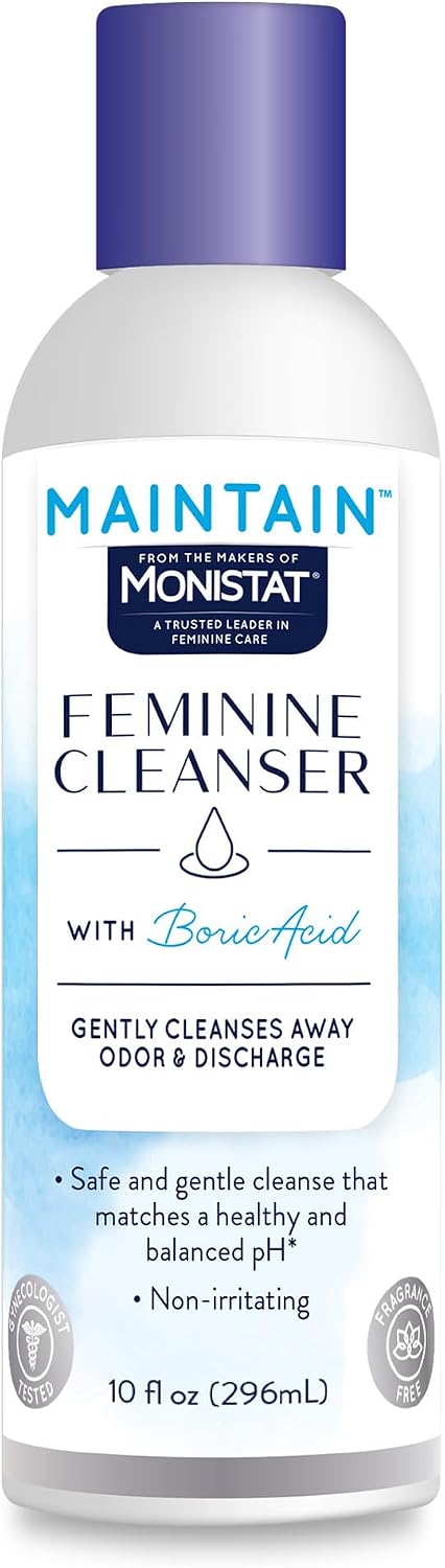 Maintain by Monistat Boric Acid Feminine Wash, Fragrance-Free, 10 Fl Oz