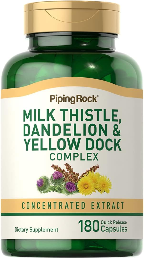 Piping Rock Milk Thistle, Dandelion & Yellow Dock | 180 Capsules