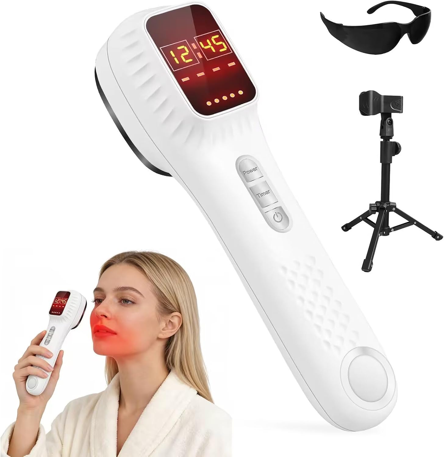 Red Light Therapy Device for Body Pain, Handheld Cold Therapy with 660nm & 808nm Dual Wavelengths, Portable Rechargeable Infrared Light Therapy for Joints & Muscles Relief, for Humans & Pets