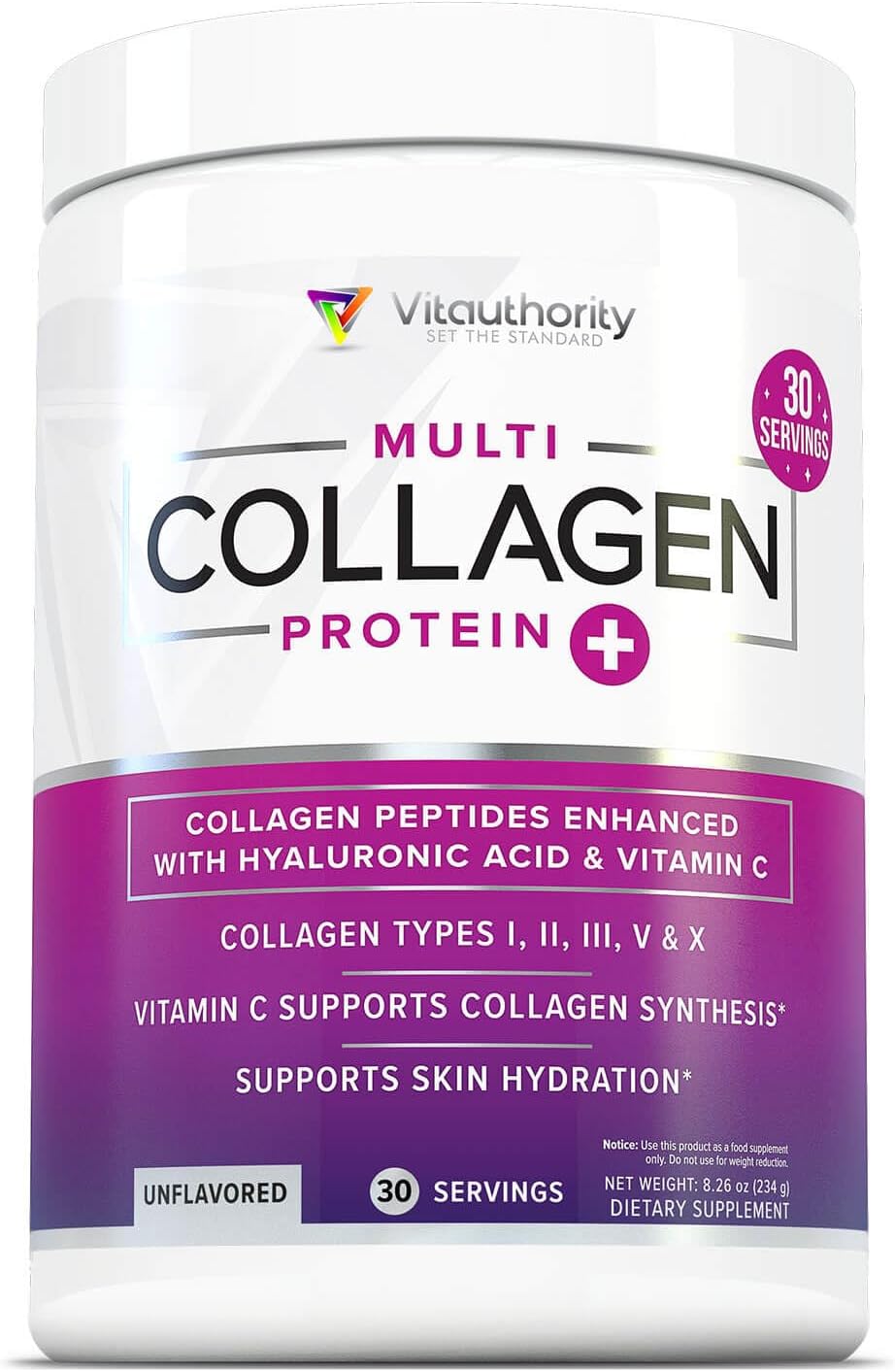 Multi Collagen Peptides Powder for Women – Hydrolyzed Unflavored Collagen Powder for Women with Types I II III V & X plus Vitamin C & Hyaluronic Acid for Beautiful Hair Skin and Nails – 30 Servings