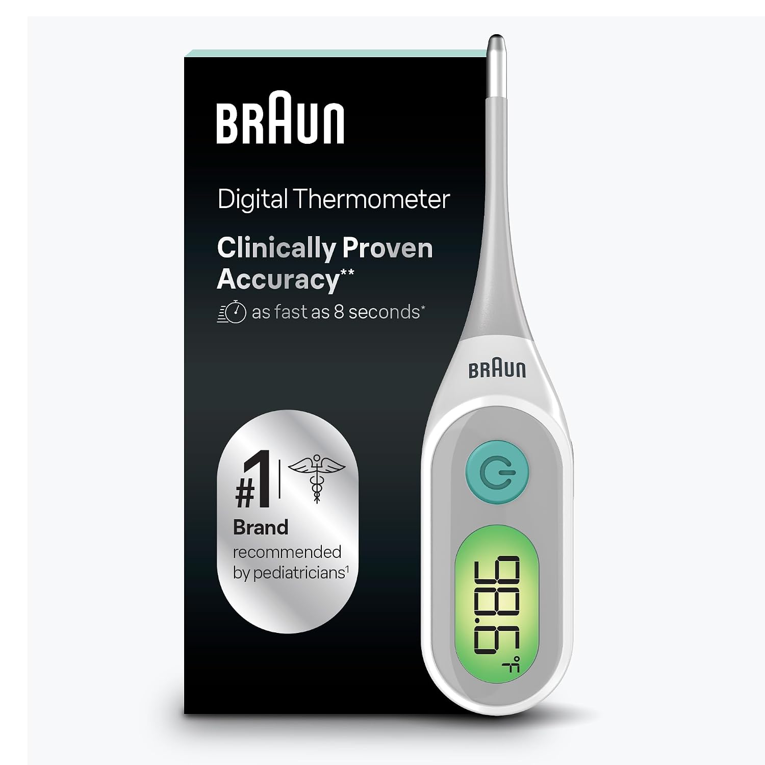 Braun Digital Thermometer for Adults, Baby, Toddlers & Kids | Clinically Accurate, Color Coded Fever Guidance, Oral, Rectal or Underarm use, No 1 Brand Recommended by Pediatricians