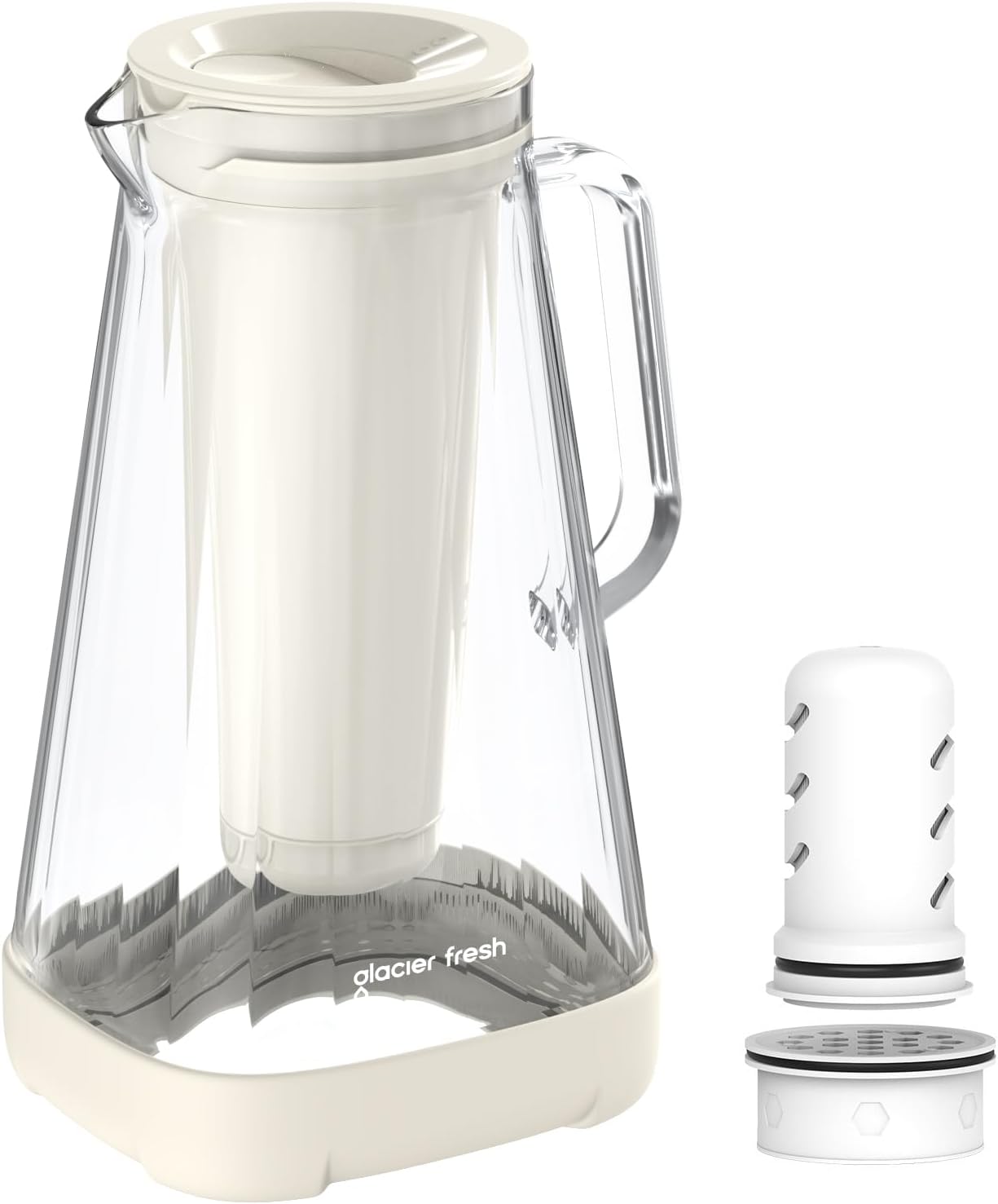 GLACIER FRESH 10 – Cup Purela Glass Water Pitcher With 2 Filters, White