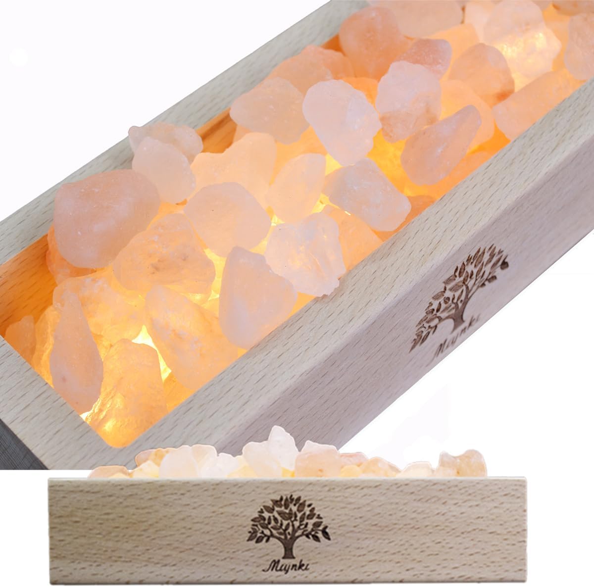 Himalayan Salt Lamp Diffuser – 300g Pink Salt with Wood Base, USB Powered, Warm Light for Aromatherapy, Relaxation, Meditation, Home Decor, Gifts