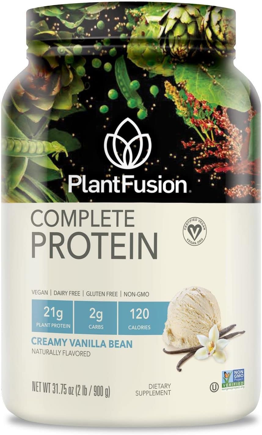 PlantFusion Complete Vegan Protein Powder – Plant Based Protein Powder With BCAAs, Digestive Enzymes and Pea Protein – Keto, Gluten Free, Soy Free, Non-Dairy, No Sugar, Non-GMO – Vanilla Bean 2 lb