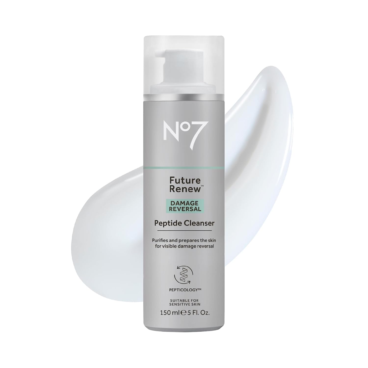 No7 Future Renew Damage Reversal Peptide Gentle Face Cleanser, 5 Fl Oz