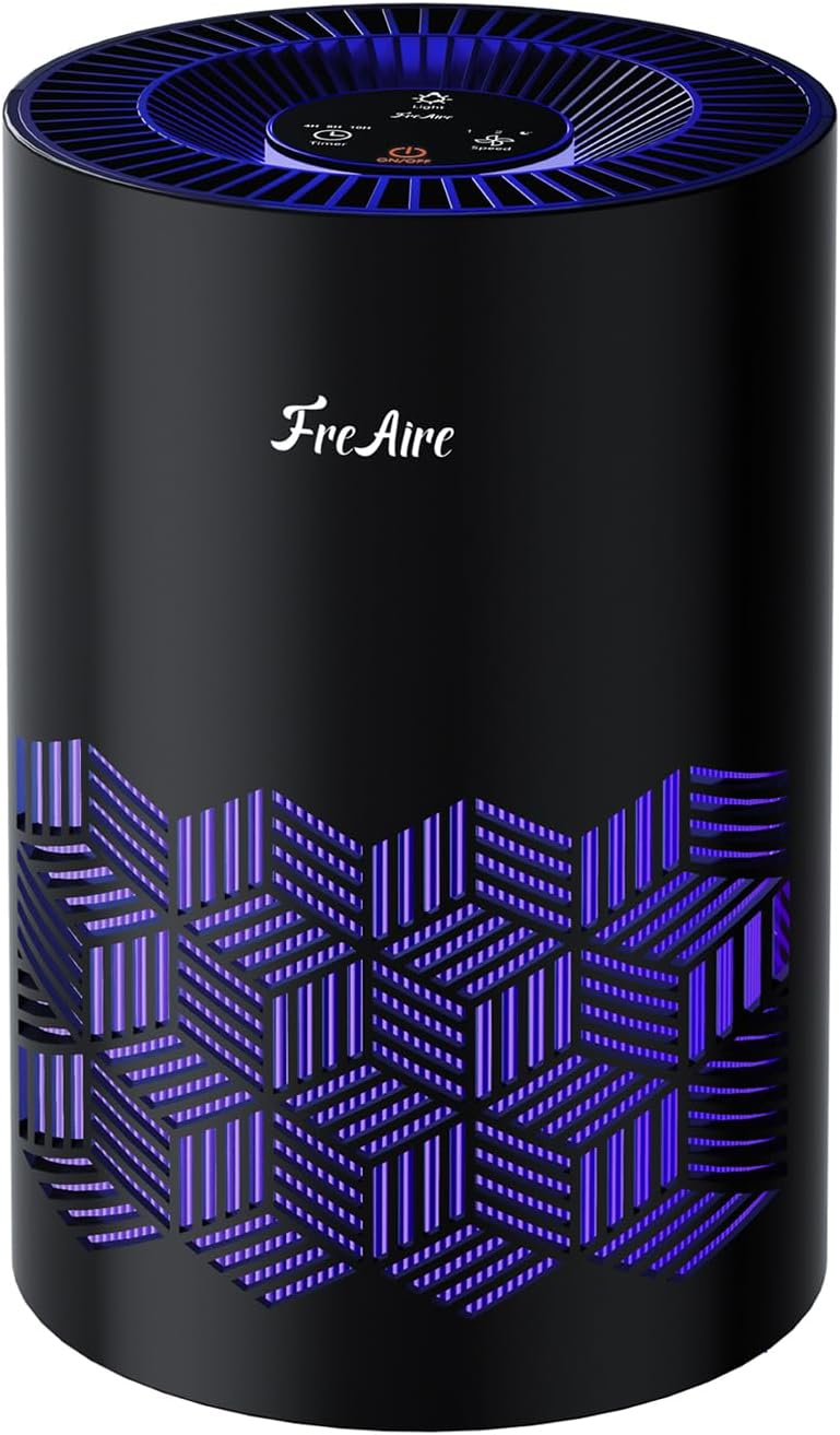 FreAire Air Purifiers for Bedroom Up to 1086 Ft², KN6391RGB, Black | HEPA Air Purifier with 360° Airflow, 20 dB Sleep Mode, 3 Ambient Lights & Aroma Pad for Dust, Smoke, PoIIen & Pet Dander
