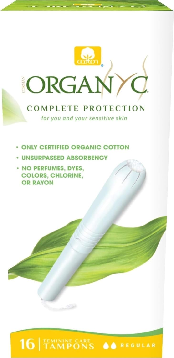 Organyc 100% Certified Organic Cotton Tampons, Cardboard Applicator, Free from Chlorine, Perfumes, Rayon and Chemicals, Regular, 16 Count