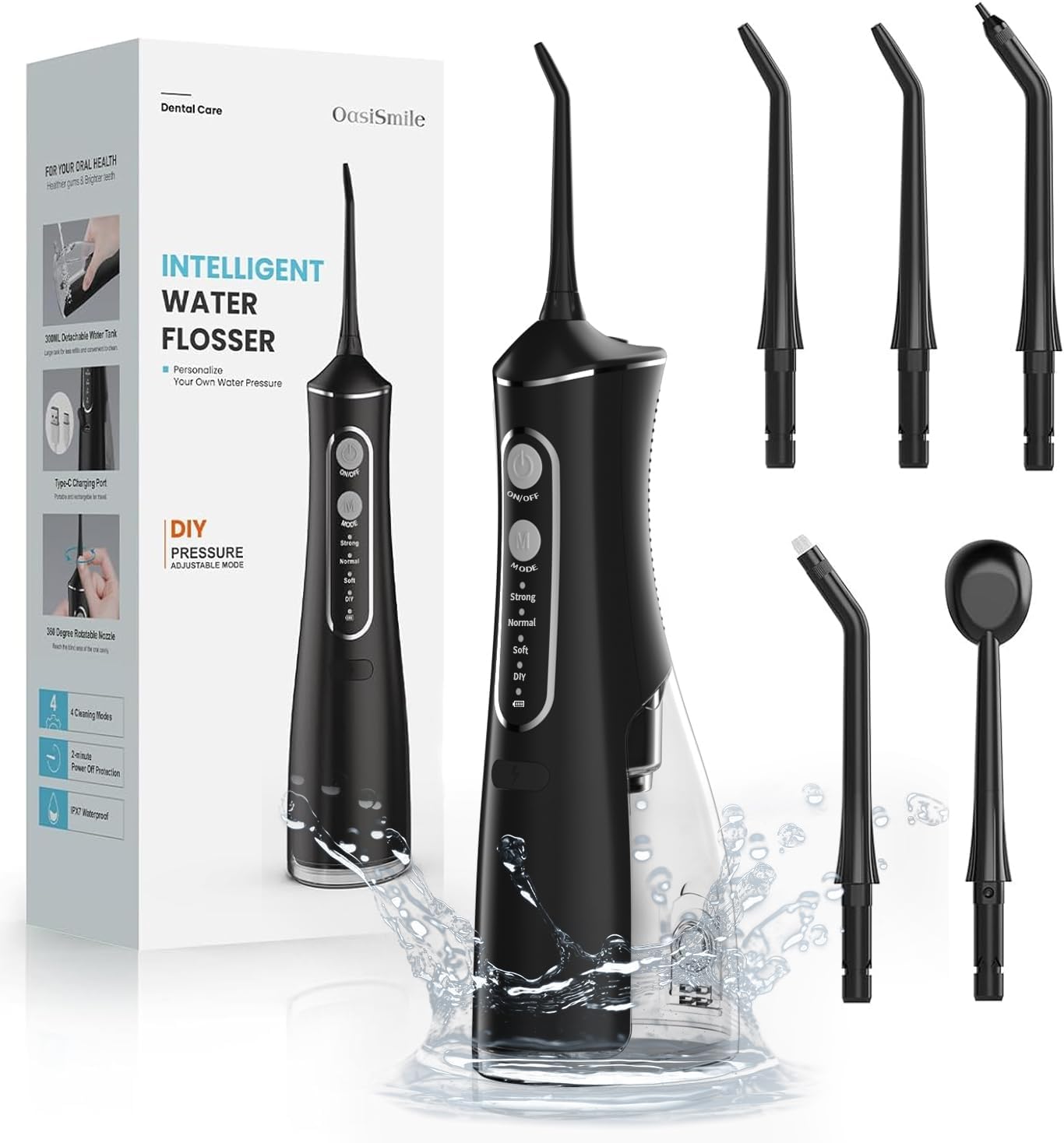 OasiSmile L8 Cordless Water Flosser, DIY Adjustable Pressure Oral Irrigator